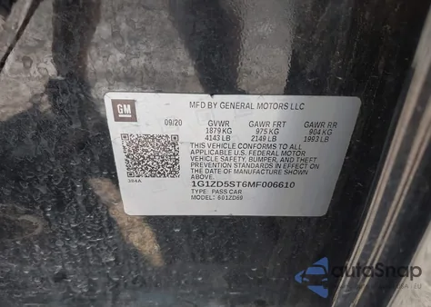 2021 Chevrolet Malibu Fwd Lt из США, поврежденный, VIN 1G1ZD5ST6MF006610